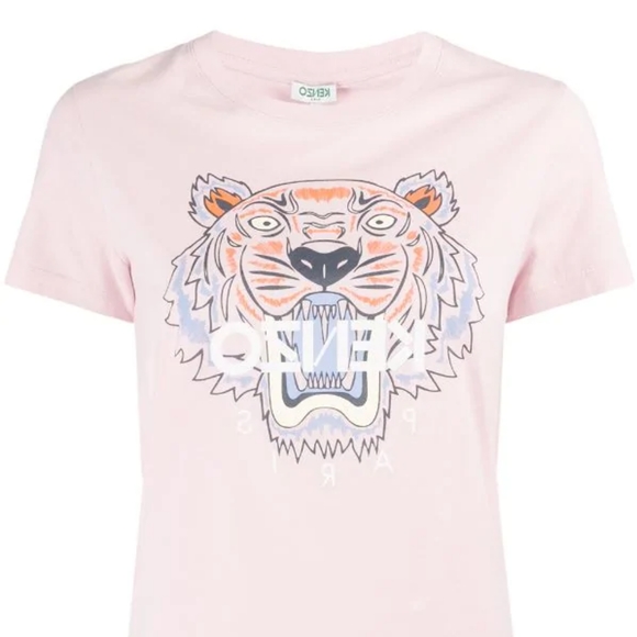 KENZO PINK T SHIRT TIGER LOGO